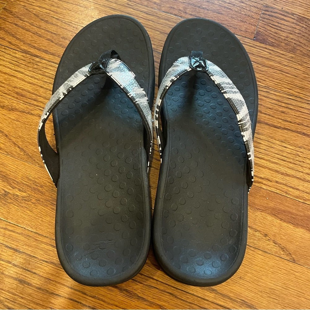 Vionic Tide Sequins Flip Flops - Zebra Print Size… - image 3
